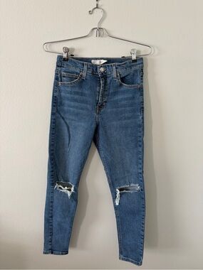 Topshop Skinny Distressed Blue Jeans